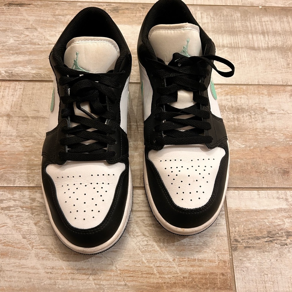 Jordan Black and White Sneakers with Teal Accent